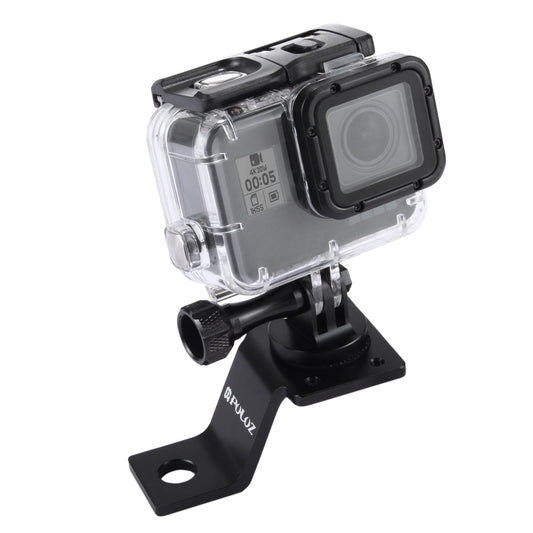 PULUZ PU114 Aluminum Alloy Motorcycle Fixed Holder Mount with Tripod Adapter and Screw for Sports Camera Accessories - Black