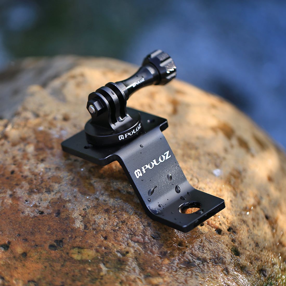 PULUZ PU114 Aluminum Alloy Motorcycle Fixed Holder Mount with Tripod Adapter and Screw for Sports Camera Accessories - Black