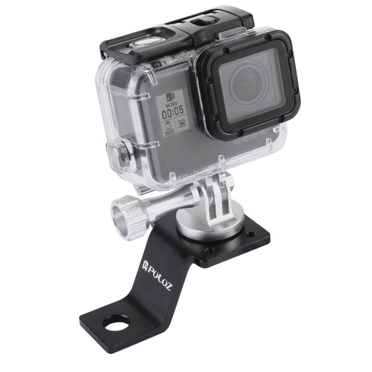 PULUZ PU114 Aluminum Alloy Motorcycle Fixed Holder Mount with Tripod Adapter and Screw for Sports Camera Accessories - Silver