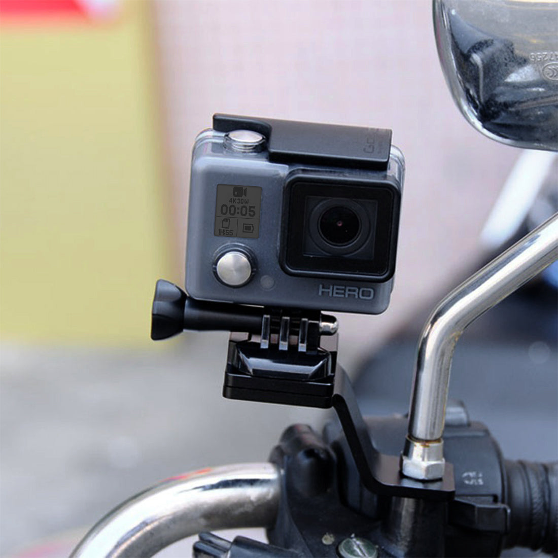 PULUZ PU114 Aluminum Alloy Motorcycle Fixed Holder Mount with Tripod Adapter and Screw for Sports Camera Accessories - Silver