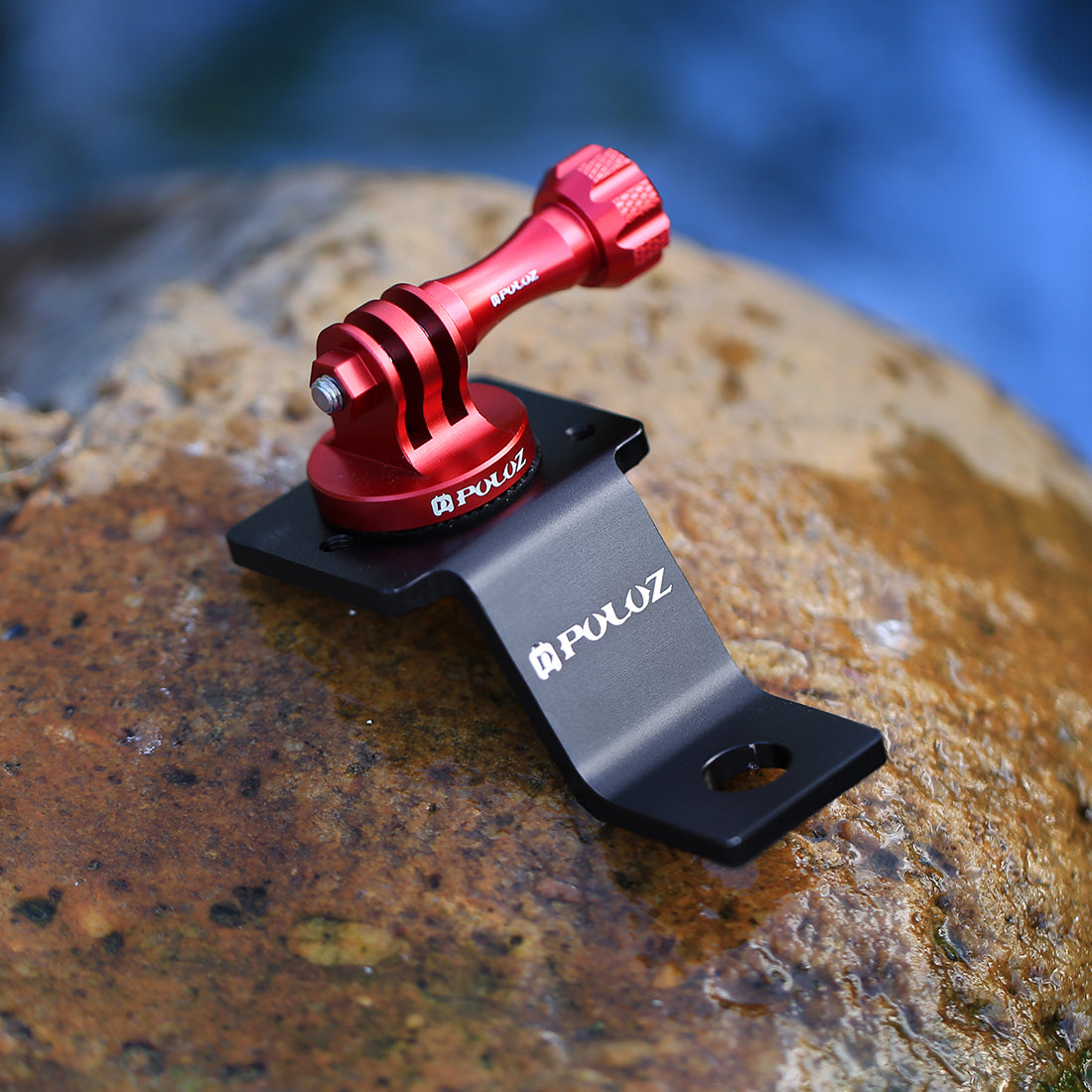 PULUZ PU114 Aluminum Alloy Motorcycle Fixed Holder Mount with Tripod Adapter and Screw for Sports Camera Accessories - Red