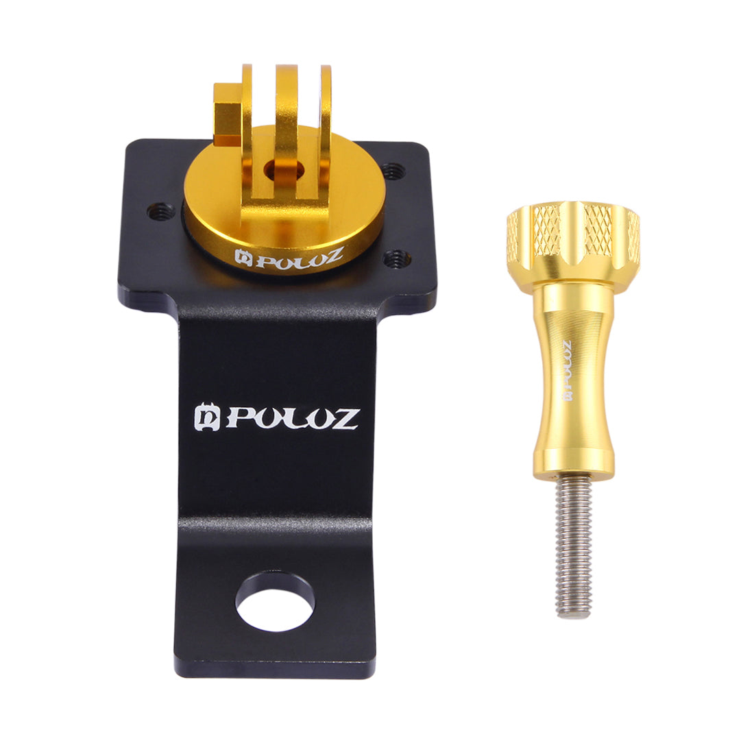 PULUZ PU114 Aluminum Alloy Motorcycle Fixed Holder Mount with Tripod Adapter and Screw for Sports Camera Accessories - Gold