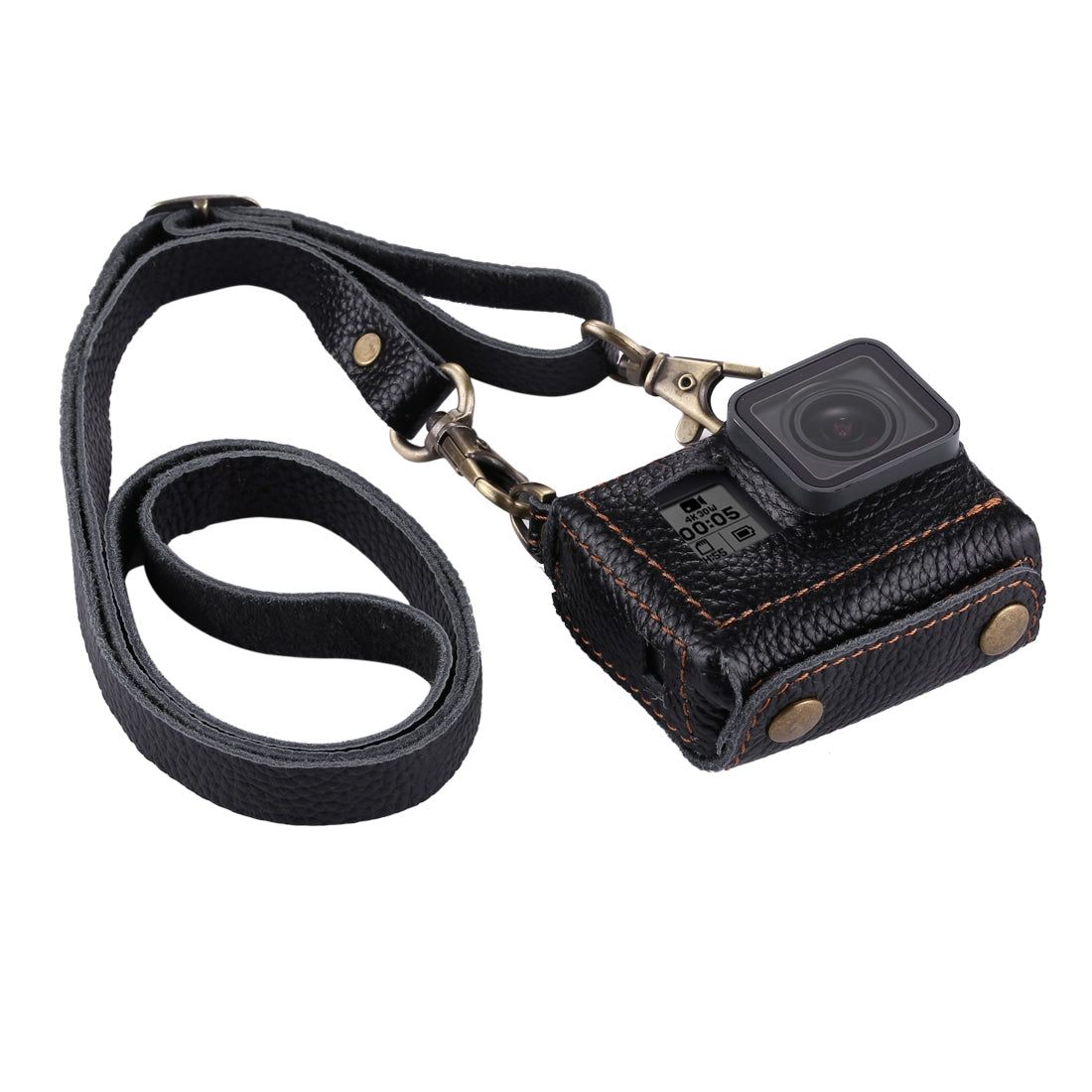 Puluz PU305 Genuine Leather Protective Case Housing Cover Chest Strap Mount with 52mm UV Lens Filter for GoPro HERO5 - Black