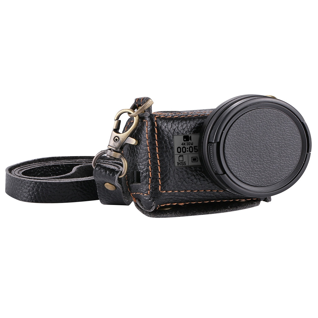 Puluz PU305 Genuine Leather Protective Case Housing Cover Chest Strap Mount with 52mm UV Lens Filter for GoPro HERO5 - Black