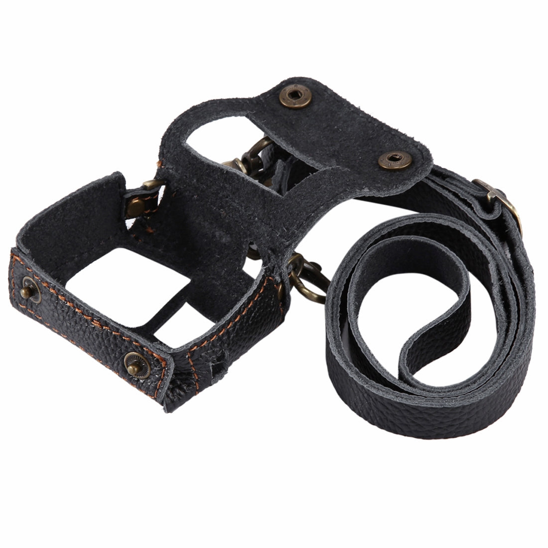 Puluz PU305 Genuine Leather Protective Case Housing Cover Chest Strap Mount with 52mm UV Lens Filter for GoPro HERO5 - Black