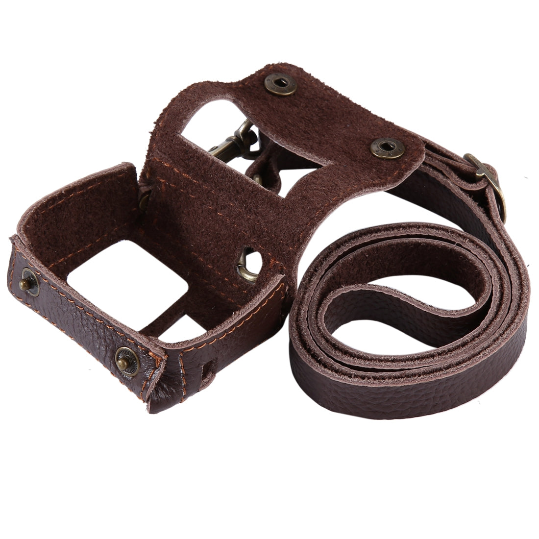 Puluz PU305 Genuine Leather Protective Case Housing Cover Chest Strap Mount with 52mm UV Lens Filter for GoPro HERO5 - Brown