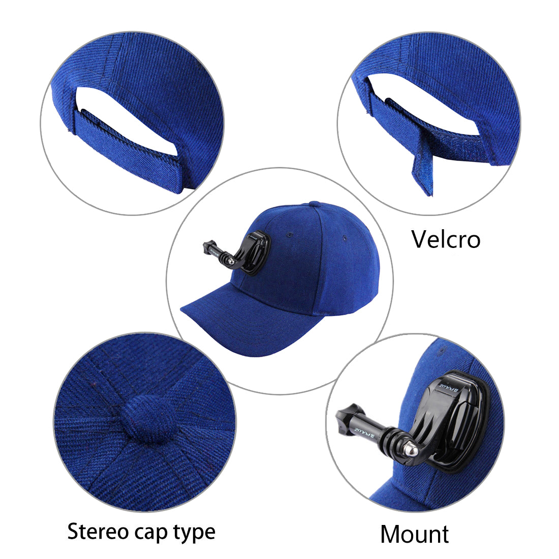PULUZ PU195 Sports Camera Hat for Gopro Accessories Adjustable Cap with Screws and J Stent Base for GoPro Camera - Blue