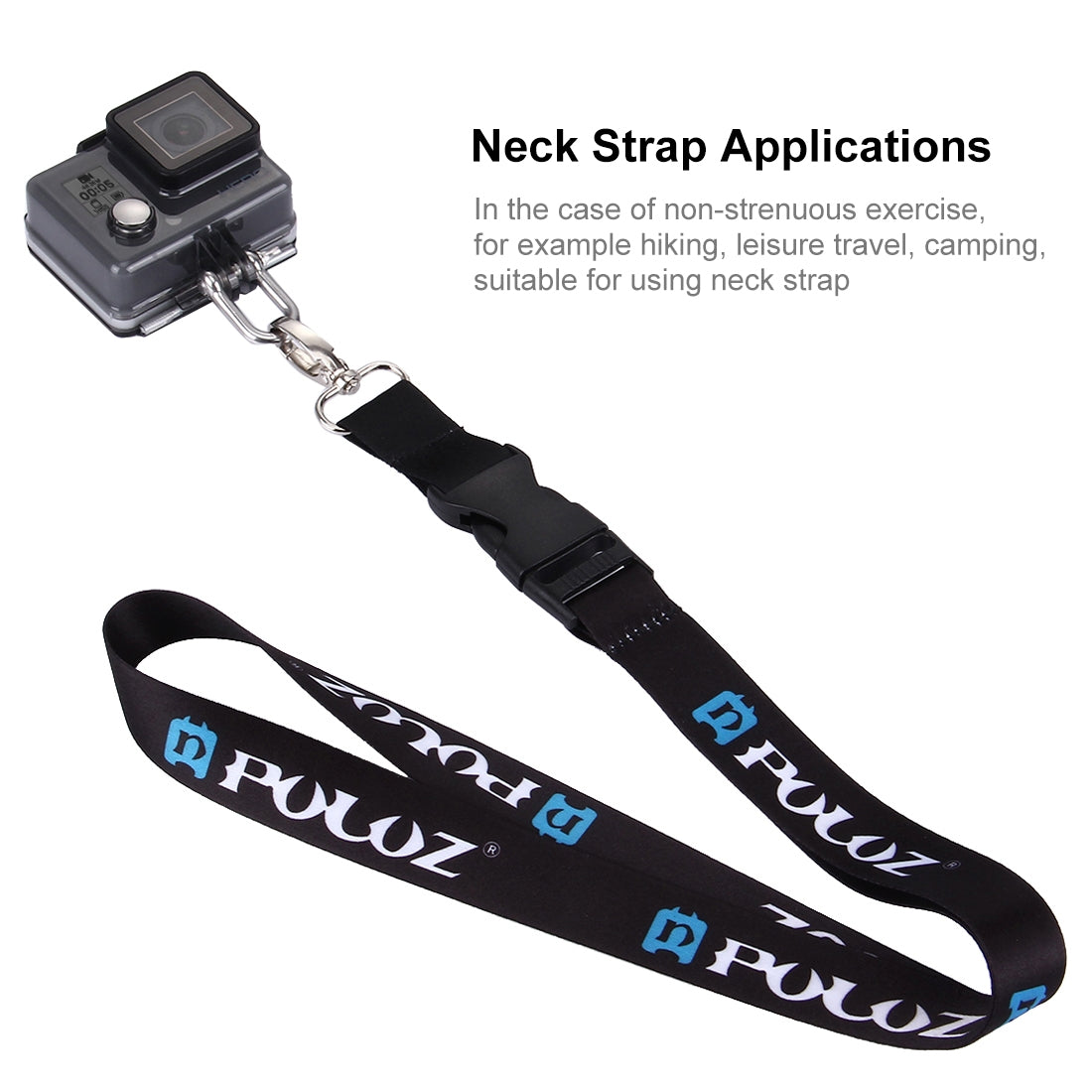 Puluz PU184 Cameras Shoulder Detachable Long Neck Strap Lanyard Sling for GoPro HERO5/4 Session/4/3+/3/2/1 - Black