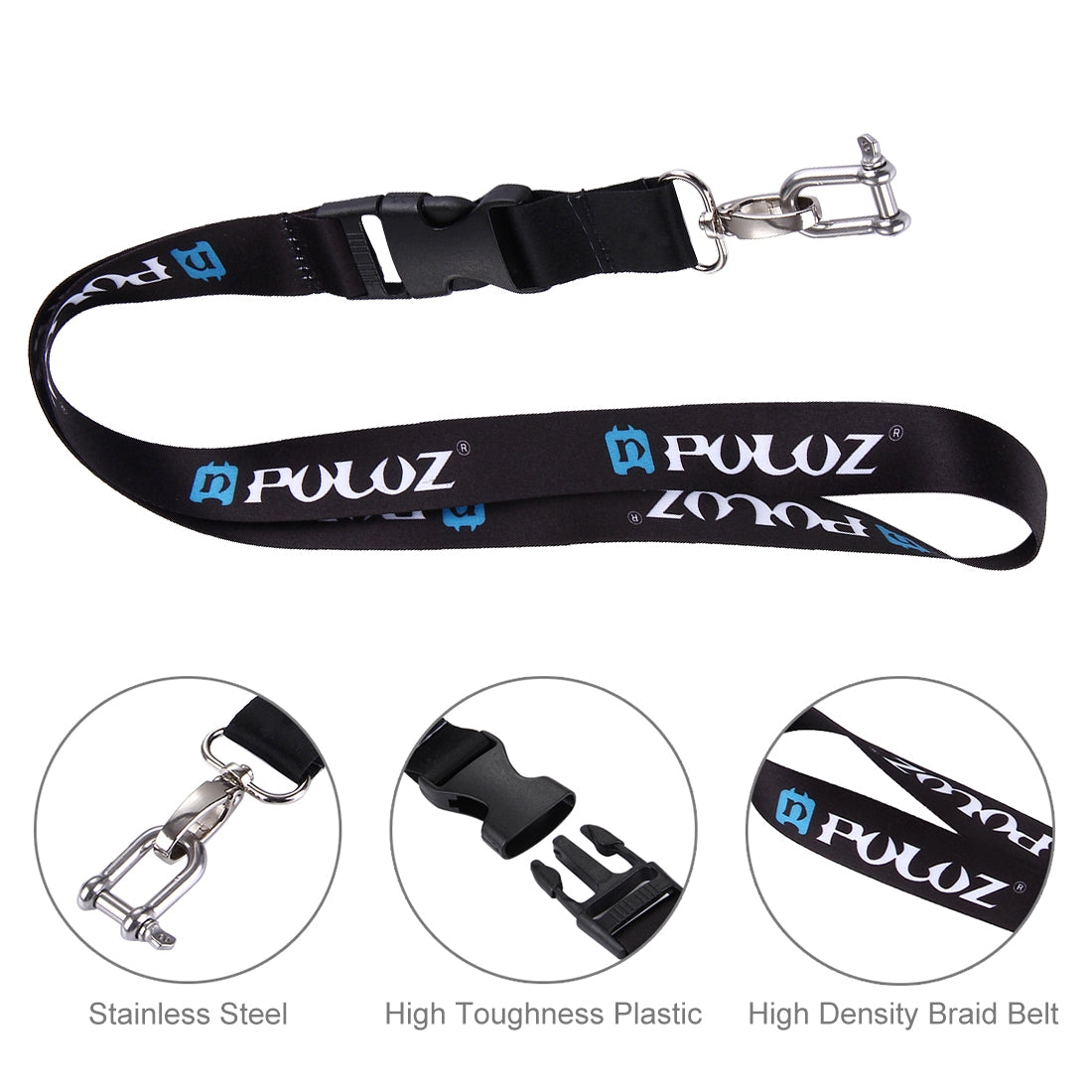 Puluz PU184 Cameras Shoulder Detachable Long Neck Strap Lanyard Sling for GoPro HERO5/4 Session/4/3+/3/2/1 - Black