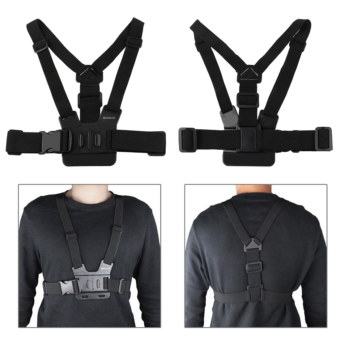 Puluz PU26 Adjustable Body Mount Belt Chest Strap Hook Mount for GoPro HERO4/HERO3+ - Black
