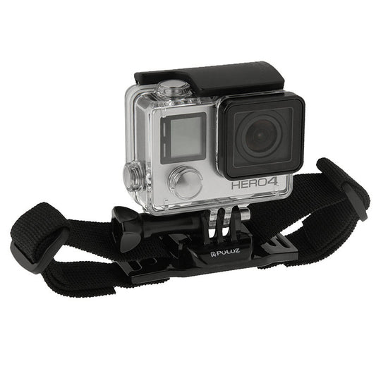 Puluz PU04 Adjustable Helmet Strap Head Belt Mount Mount Holder Adapter for GoPro HERO 3+/3/2 - Black