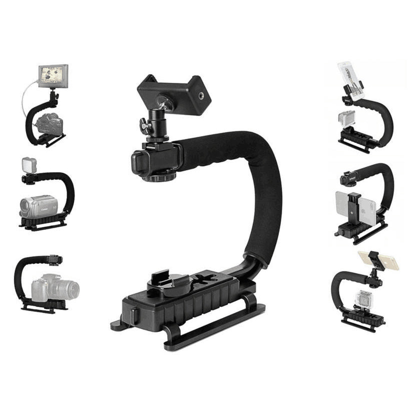 GoPro 4-in-1 C Shape Handheld Camera Stabilizer + Phone Holder + Hot Shoe + Tripod Adapter