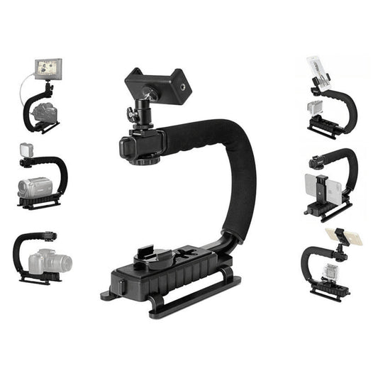GoPro 4-in-1 C Shape Handheld Camera Stabilizer + Phone Holder + Hot Shoe + Tripod Adapter