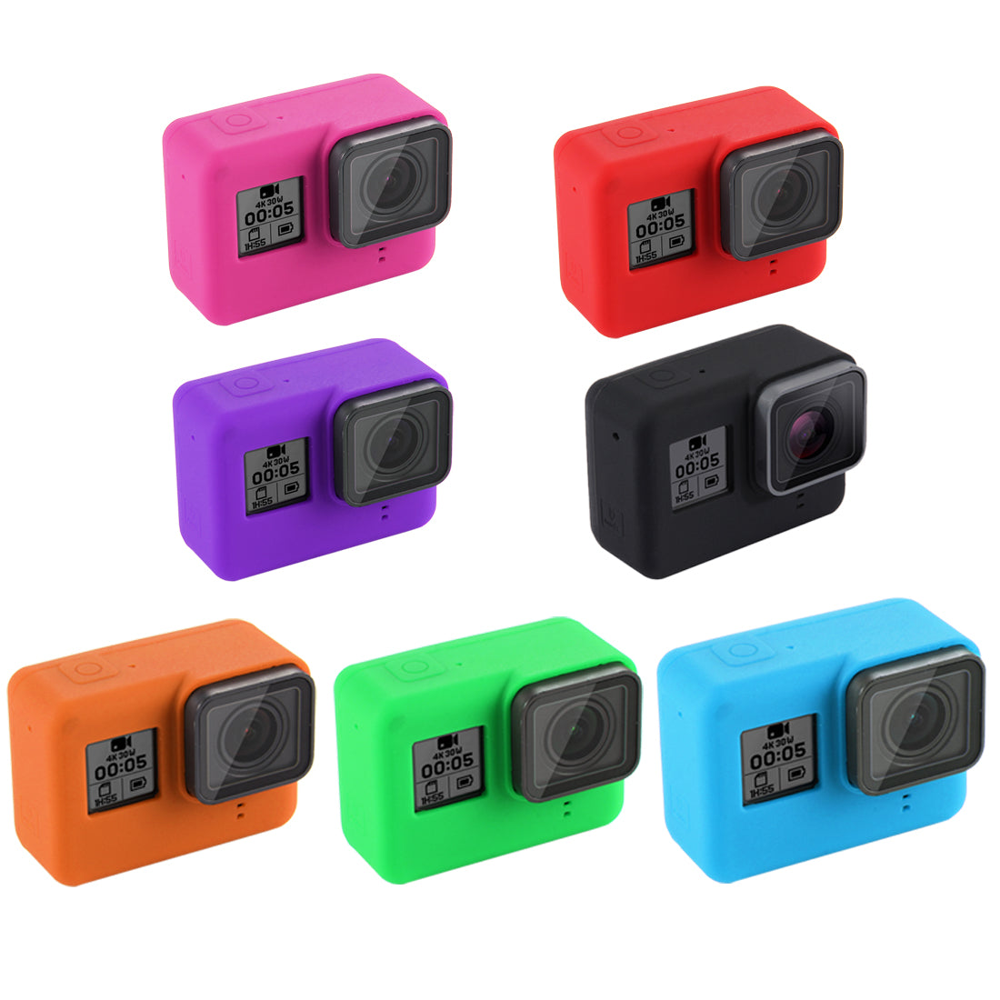 PULUZ PU189 Silicone Protective Housing Frame Case and Lens Cap for GoPro Hero 5/6/7 - Red