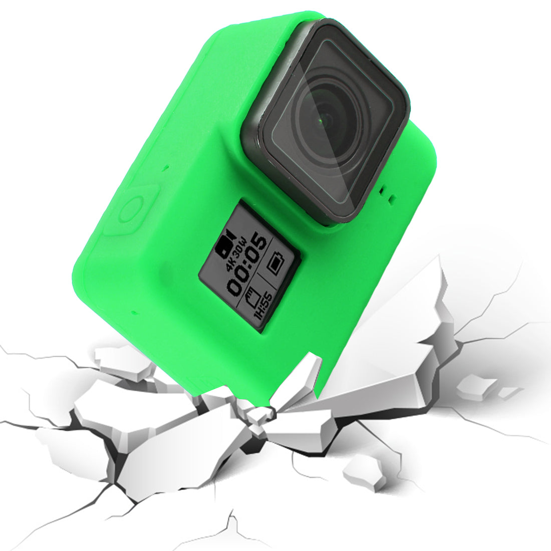 PULUZ PU189 Silicone Protective Housing Frame Case and Lens Cap for GoPro Hero 5/6/7 - Green