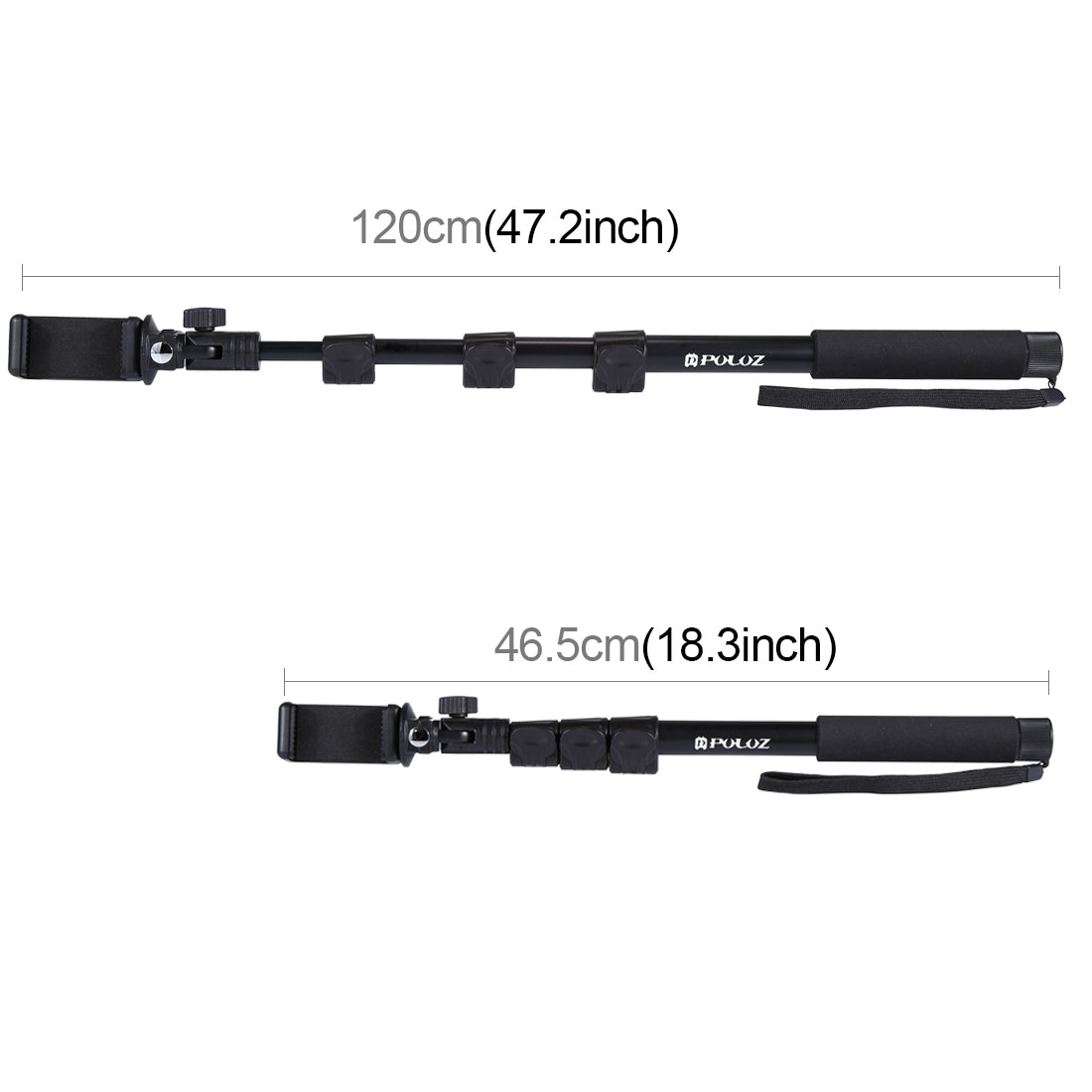 Puluz PU54B Extendable Adjustable Handheld Selfie Stick Monopod for GoPro Hero 7/6/5/5 Session/4Session/4/3+/3/2/1, DJI Osmo Action Camera