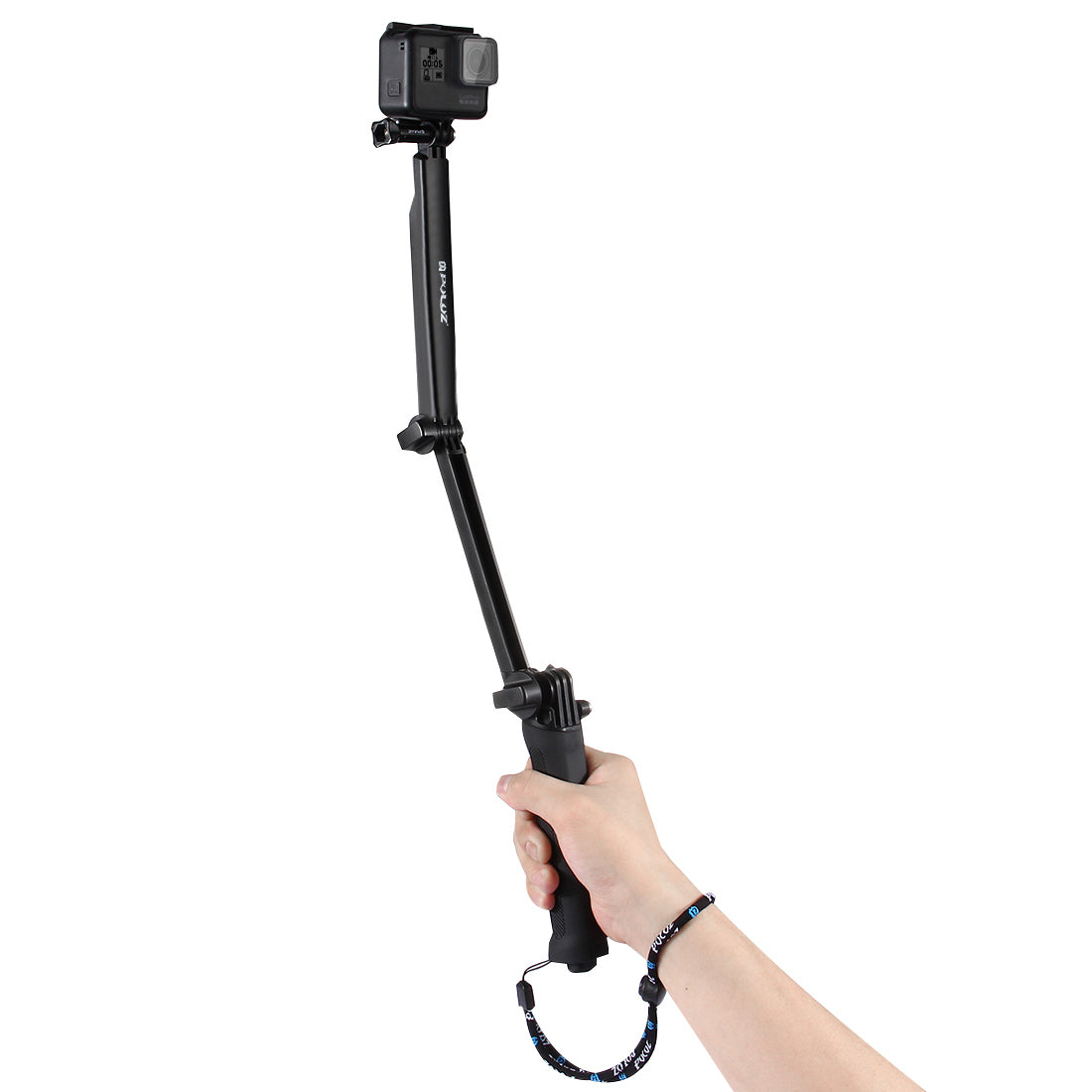 PULUZ 3-Way Grip Foldable Multi-functional Selfie-stick Extension Monopod with Tripod for GoPro New Hero/Hero7/6/5/5 Session/4 Session/4/3+/3/2/1 DJI Osmo Action Xiaoyi