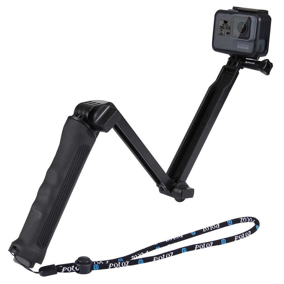 PULUZ 3-Way Grip Foldable Multi-functional Selfie-stick Extension Monopod with Tripod for GoPro New Hero/Hero7/6/5/5 Session/4 Session/4/3+/3/2/1 DJI Osmo Action Xiaoyi