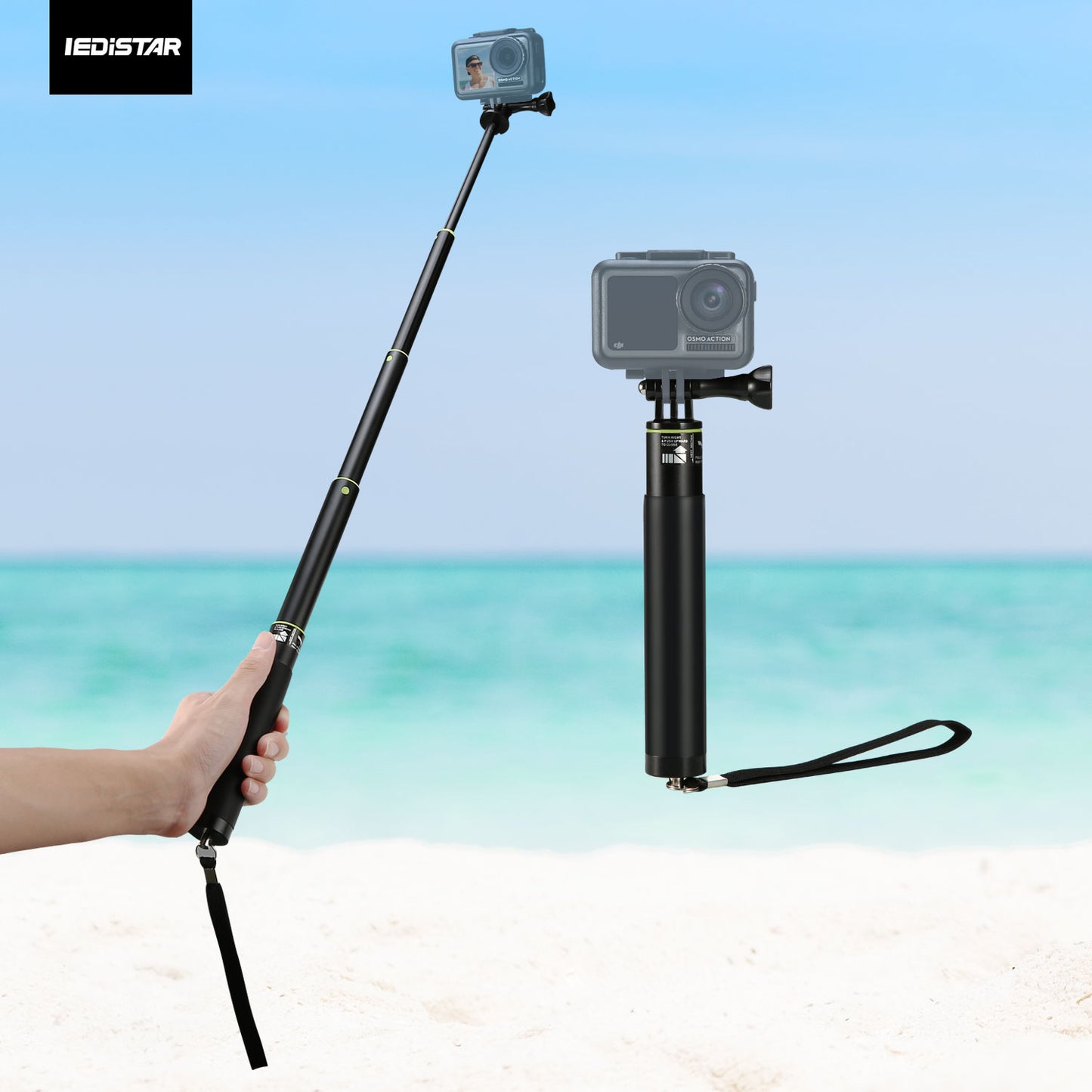 LDX-700 Aluminium Alloy Extension Stick Rod Selfie Sticks Compatible with DJI OSMO Pocket - Black