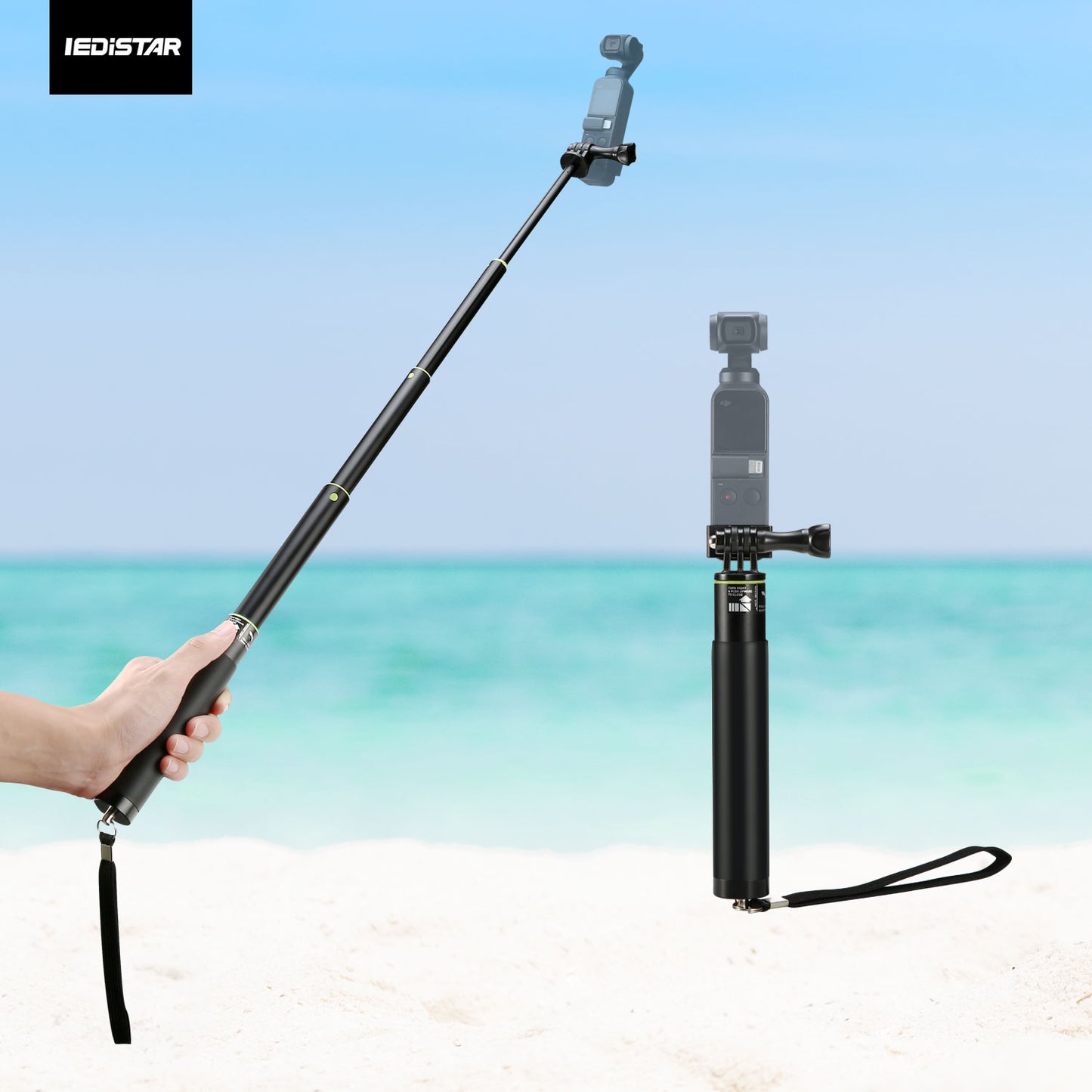 LDX-700 Aluminium Alloy Extension Stick Rod Selfie Sticks Compatible with DJI OSMO Pocket - Black