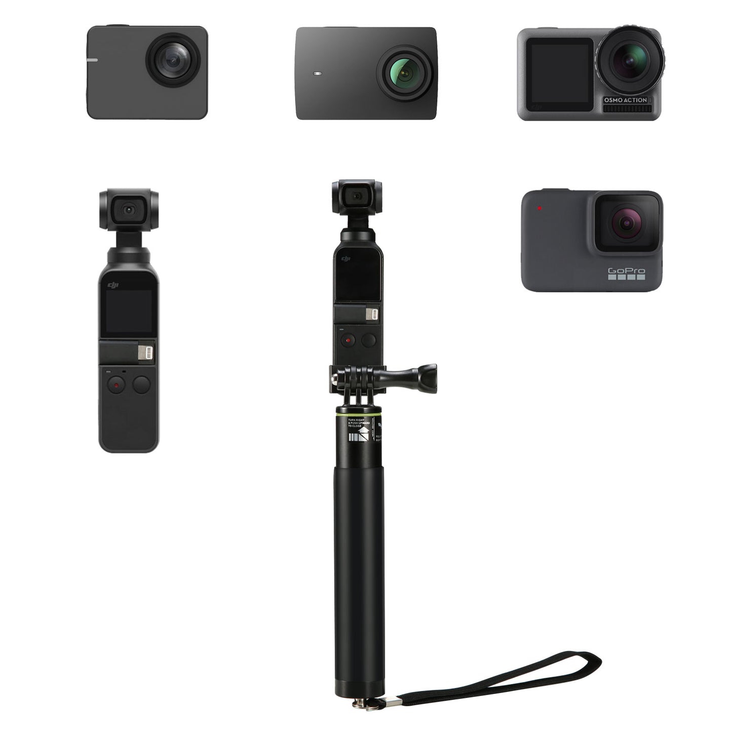LDX-700 Aluminium Alloy Extension Stick Rod Selfie Sticks Compatible with DJI OSMO Pocket - Black