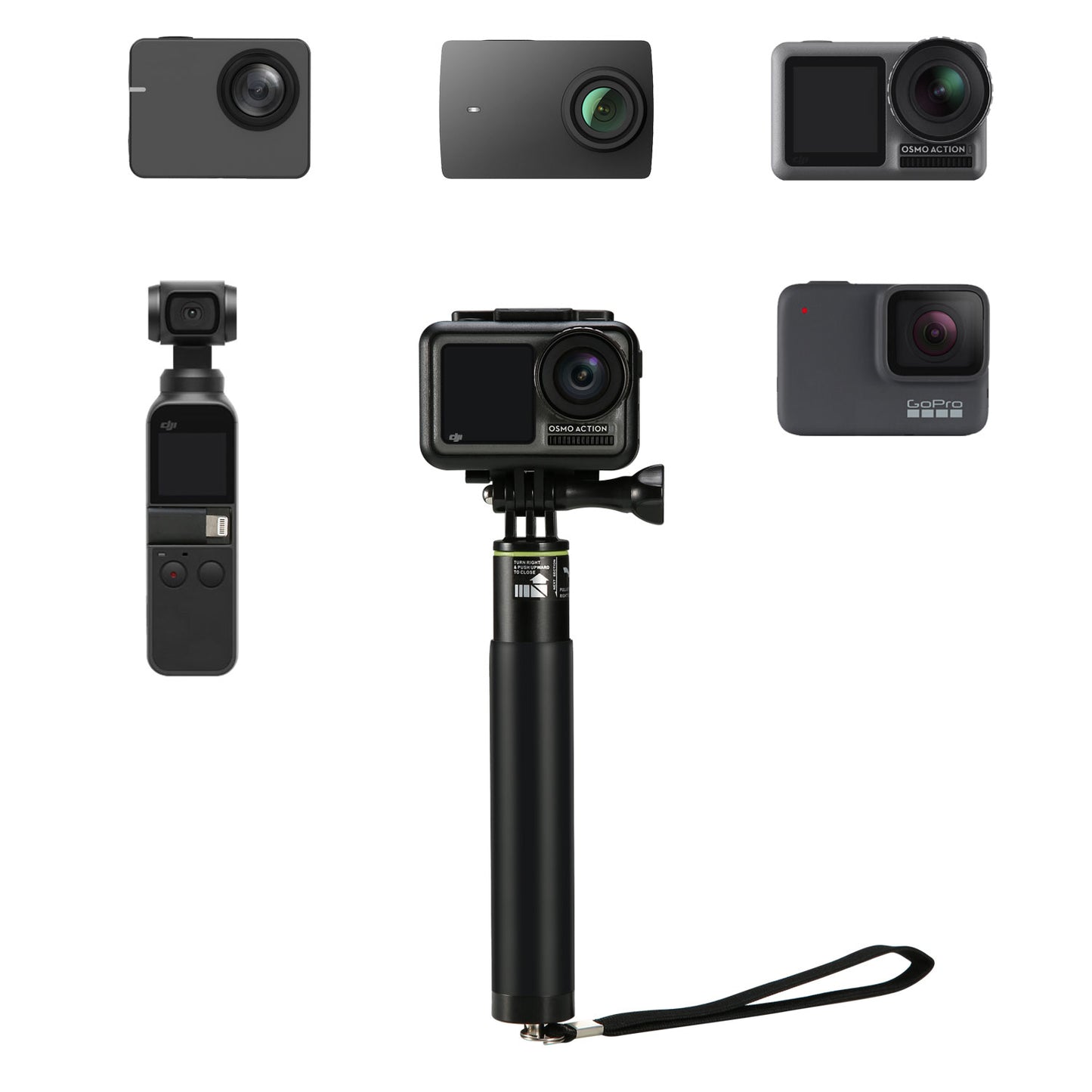 LDX-700 Aluminium Alloy Extension Stick Rod Selfie Sticks Compatible with DJI OSMO Pocket - Black