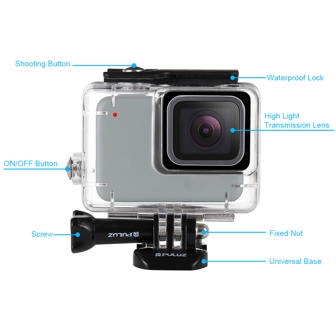 PULUZ Underwater Sports Camera Waterproof 45m Housing Case Compatible with Gopro Hero7