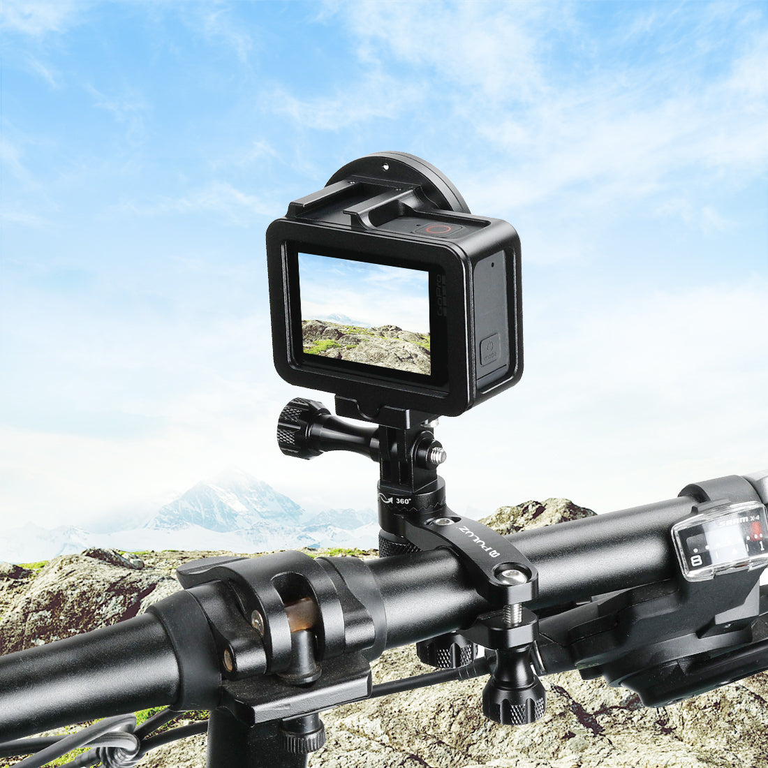 Puluz 360 Degree Rotation Bike Aluminum Handlebar Adapter Mount with Screw for GoPro NEW HERO / DJI OSMO Action etc. Other Action Cameras