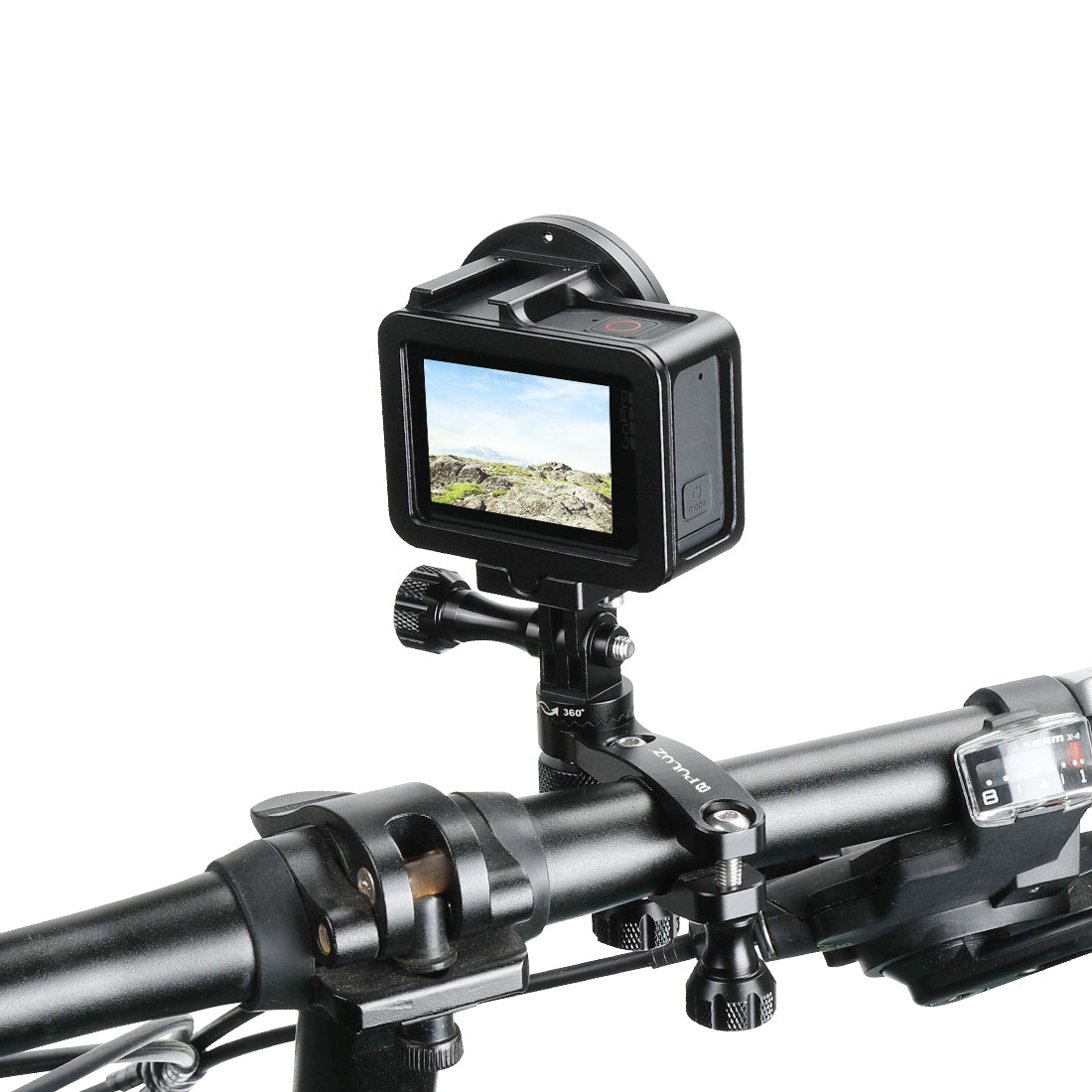 Puluz 360 Degree Rotation Bike Aluminum Handlebar Adapter Mount with Screw for GoPro NEW HERO / DJI OSMO Action etc. Other Action Cameras
