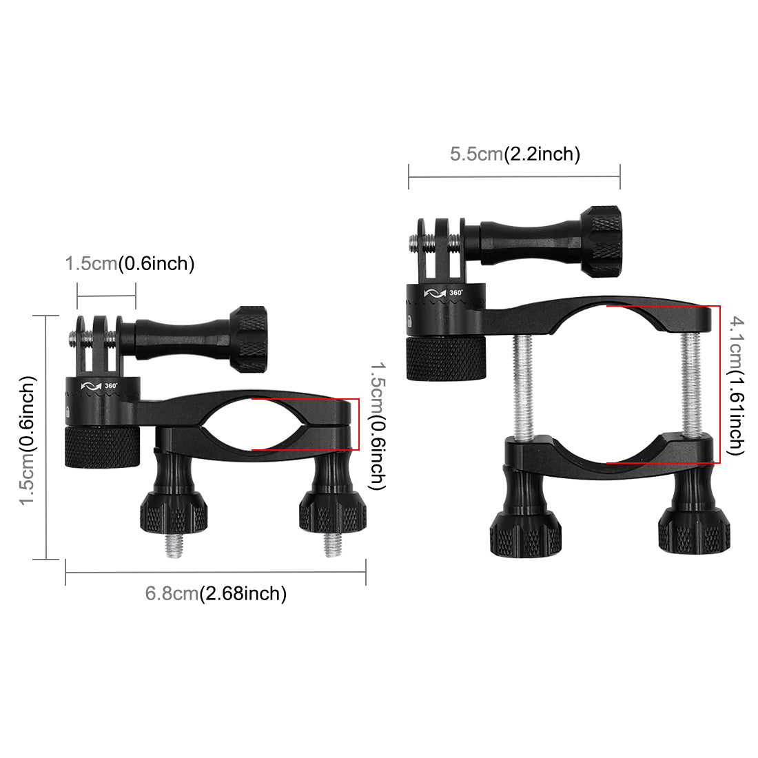 Puluz 360 Degree Rotation Bike Aluminum Handlebar Adapter Mount with Screw for GoPro NEW HERO / DJI OSMO Action etc. Other Action Cameras