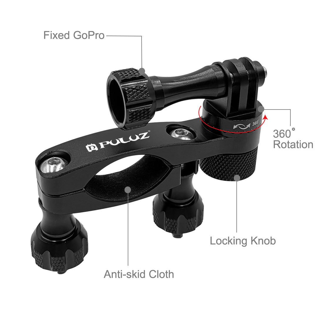 Puluz 360 Degree Rotation Bike Aluminum Handlebar Adapter Mount with Screw for GoPro NEW HERO / DJI OSMO Action etc. Other Action Cameras
