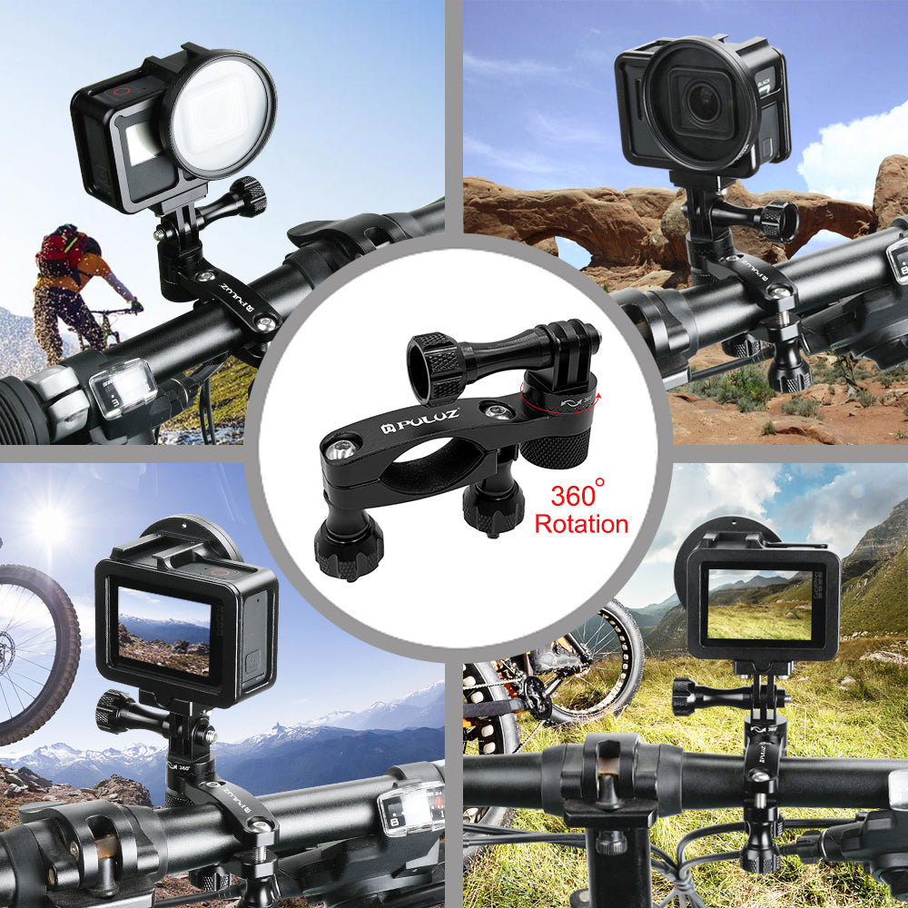 Puluz 360 Degree Rotation Bike Aluminum Handlebar Adapter Mount with Screw for GoPro NEW HERO / DJI OSMO Action etc. Other Action Cameras