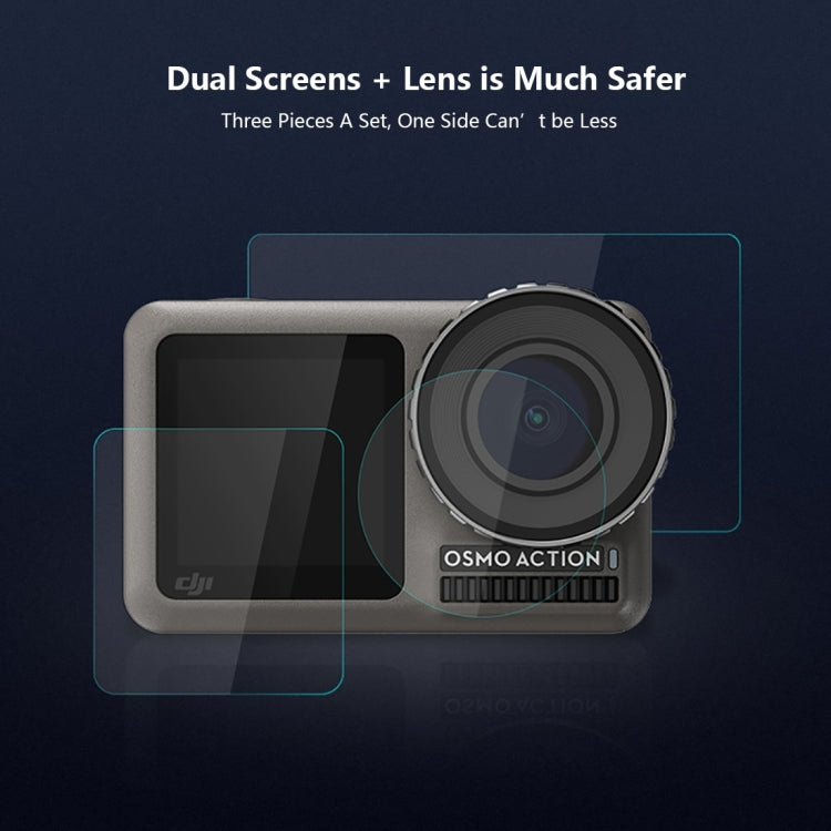 PULUZ Lens + Front and Back LCD Display Tempered Glass Film for DJI Osmo Action