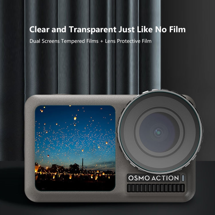 PULUZ Lens + Front and Back LCD Display Tempered Glass Film for DJI Osmo Action