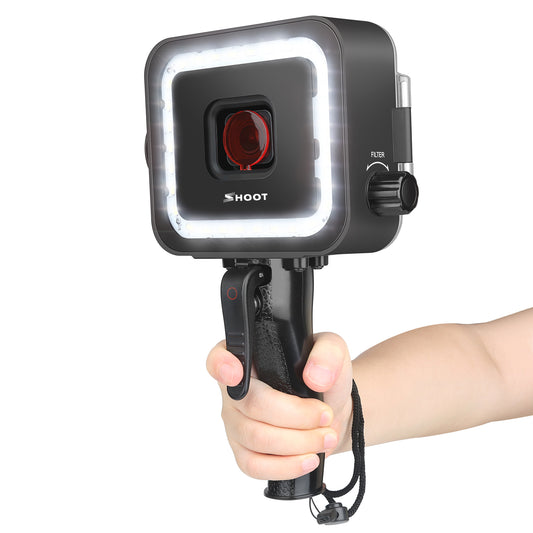 Diving Underwater Light 35M Waterproof Case LED Flashlight with Red Filter and Shutter Trigger for Gopro Hero 5/6/7