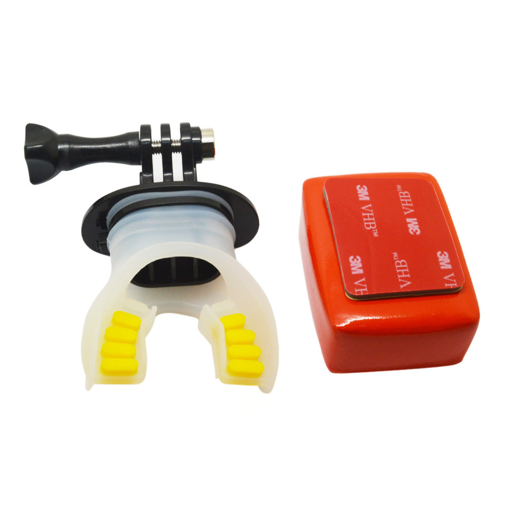SHOTT Surfing Shooting Camera Mouth Mount Set with Floaty Float &amp; Lanyard Strap for GoPro Hero 5 7 8 - Black