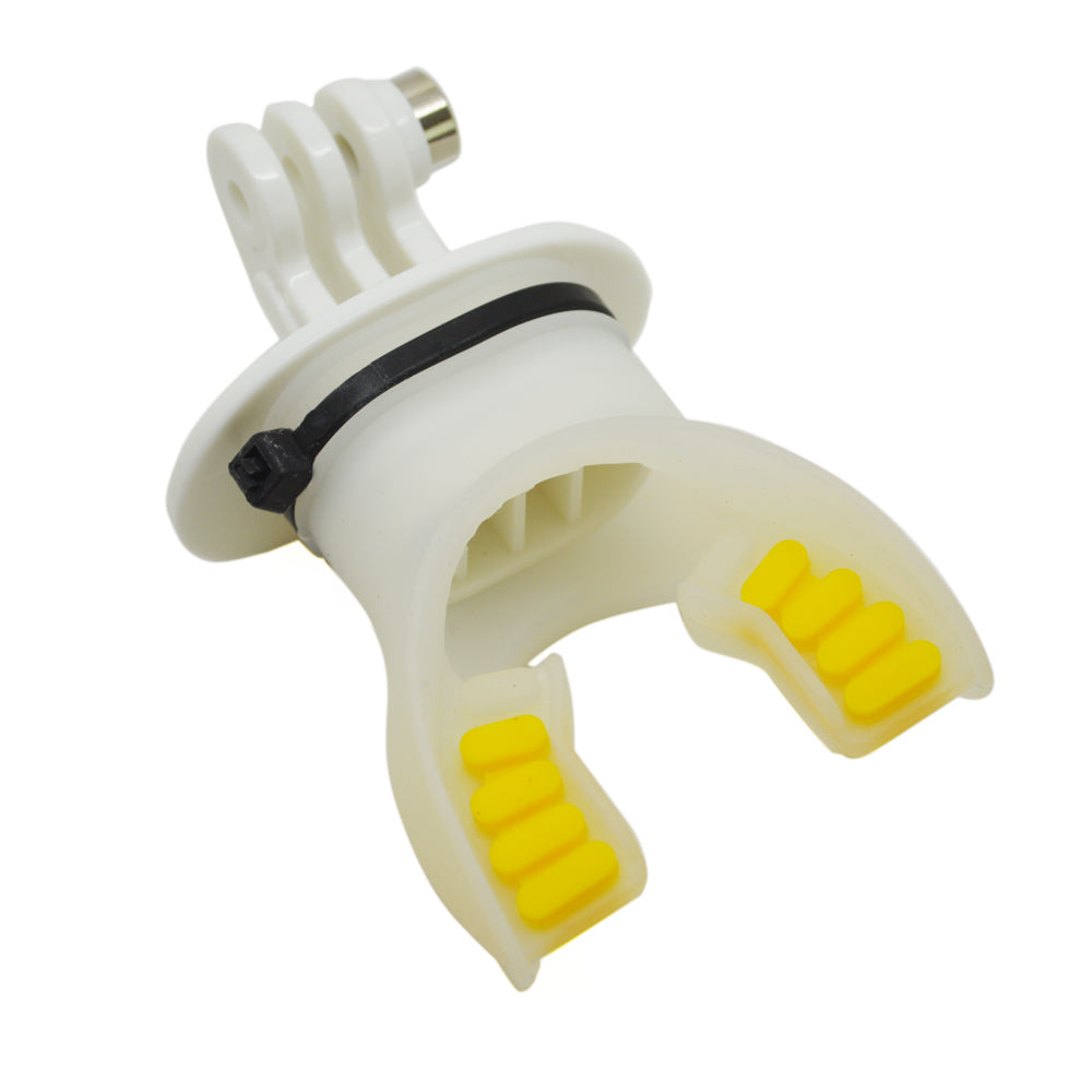 SHOTT Surfing Shooting Camera Mouth Mount Set with Floaty Float &amp; Lanyard Strap for GoPro Hero 5 7 8 - White