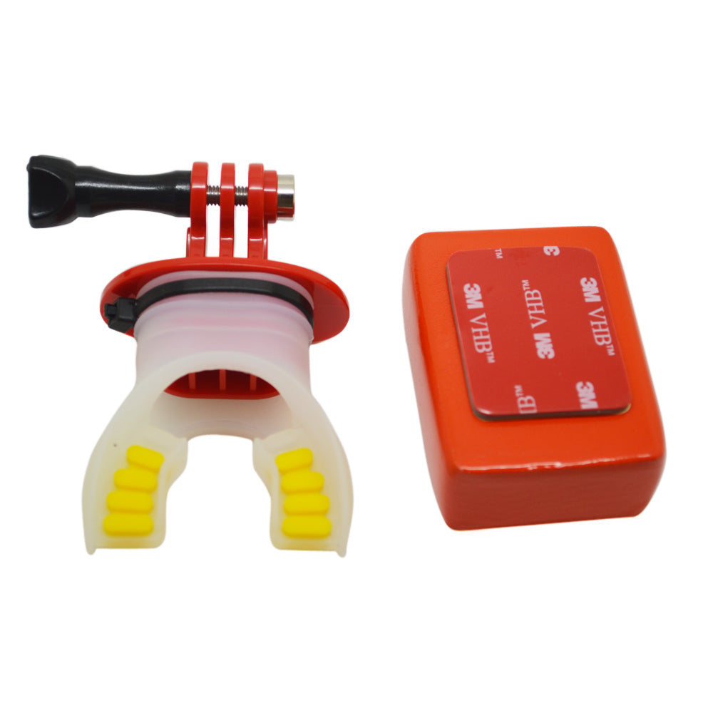 SHOTT Surfing Shooting Camera Mouth Mount Set with Floaty Float &amp; Lanyard Strap for GoPro Hero 5 7 8 - Red