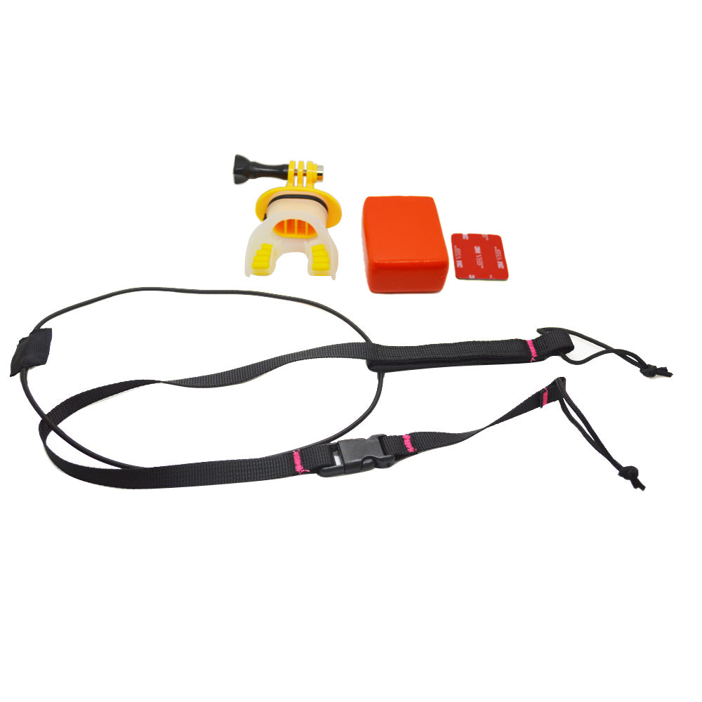 SHOTT Surfing Shooting Camera Mouth Mount Set with Floaty Float &amp; Lanyard Strap for GoPro Hero 5 7 8 - Yellow
