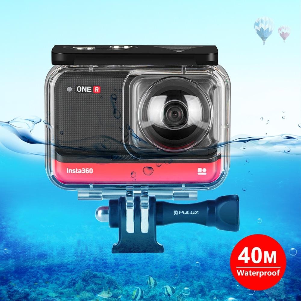 PULUZ 40m Underwater Depth Diving Case Waterproof Camera Housing for Insta360 ONE R Panorama Camera Edition (Transparent)