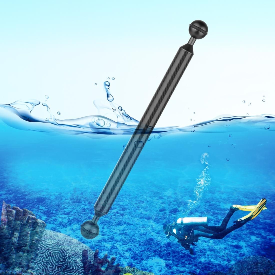 PULUZ  12 inch 30.4cm Length 20.8mm Diameter Dual Balls Carbon Fiber Floating Arm, Ball Diameter: 25mm (Black)