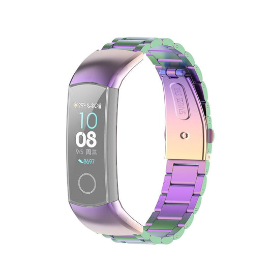 For Huawei Honor Band 4  / Honor Band 5  Three Beads Steel Wrist Strap Watchband (Colorful)