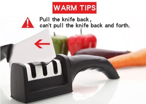 UNIQKART Kitchen Chef Knife Sharpener 3 Stage Steel Diamond Ceramic Coated Kitchen Sharpening Tool(Black)
