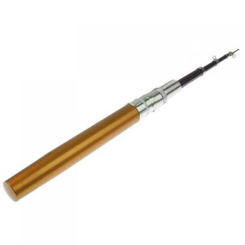 Generic Golden Mini Pocket Aluminum Alloy Fish Pen Fishing Rod Pole wi–  UNIQKART