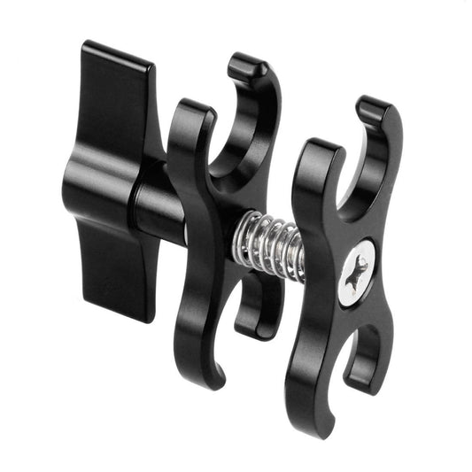 PULUZ Dual Ball Clamp Open Hole Diving Camera Bracket CNC Aluminum Spring Flashlight Clamp for Diving Underwater Photography System (Black)
