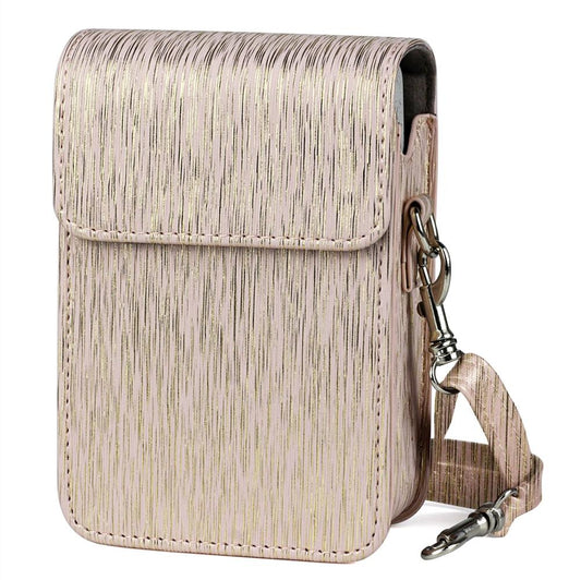 Richwell Brushed Camera Case PU Leather Case for Fujifilm Instax Mini Liplay Instant Camera (Gold)
