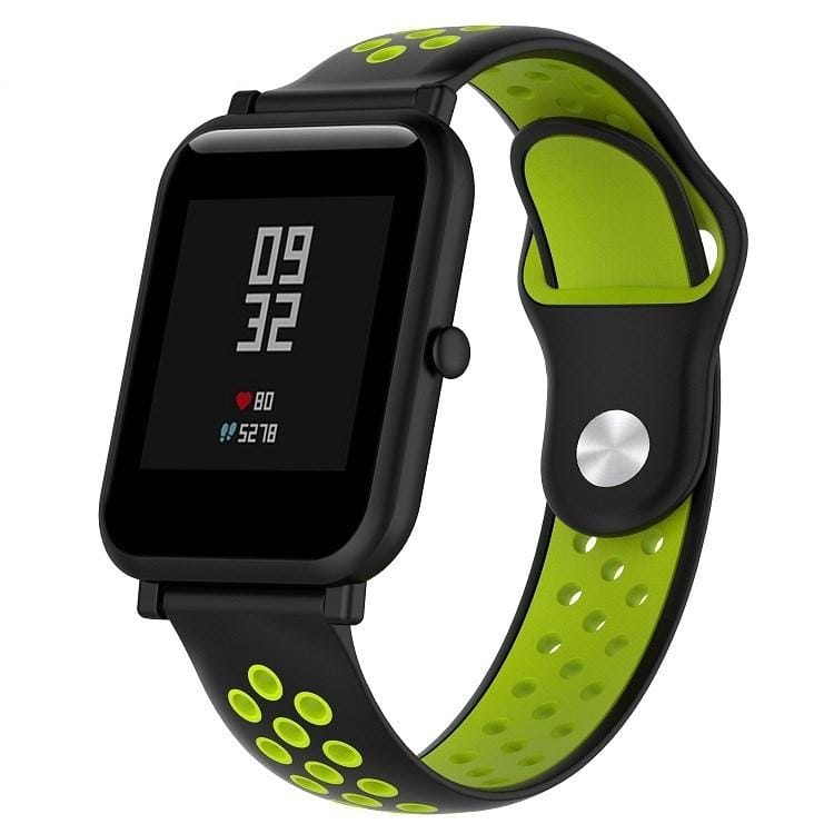Double Colour Silicone Sport Wrist Strap for Huawei Watch Series 1 18mm (Black+green)