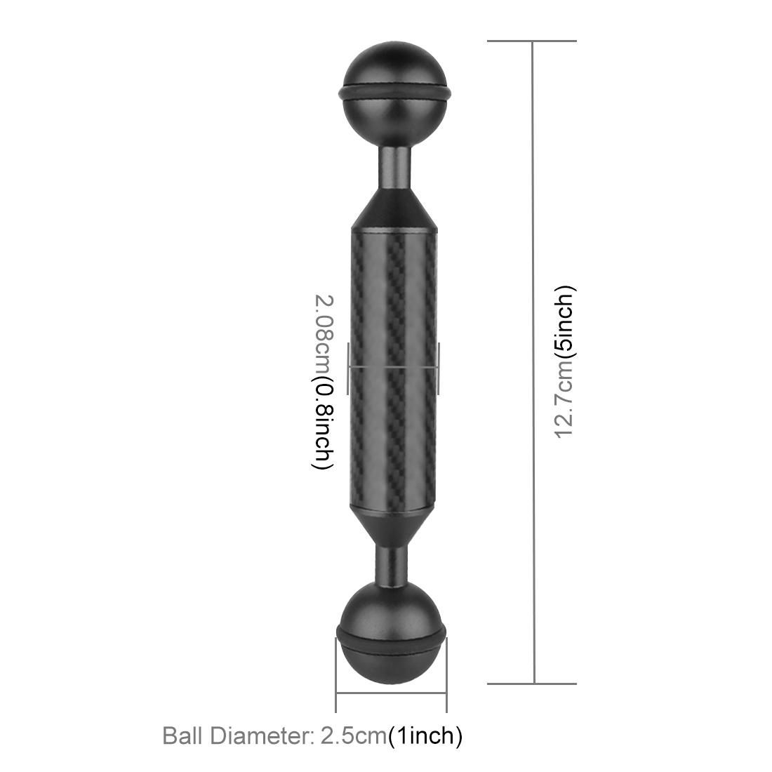 PULUZ 5 inch 12.7cm Length 20.8mm Diameter Dual Balls Carbon Fiber Floating Arm, Ball Diameter: 25mm (Blue)