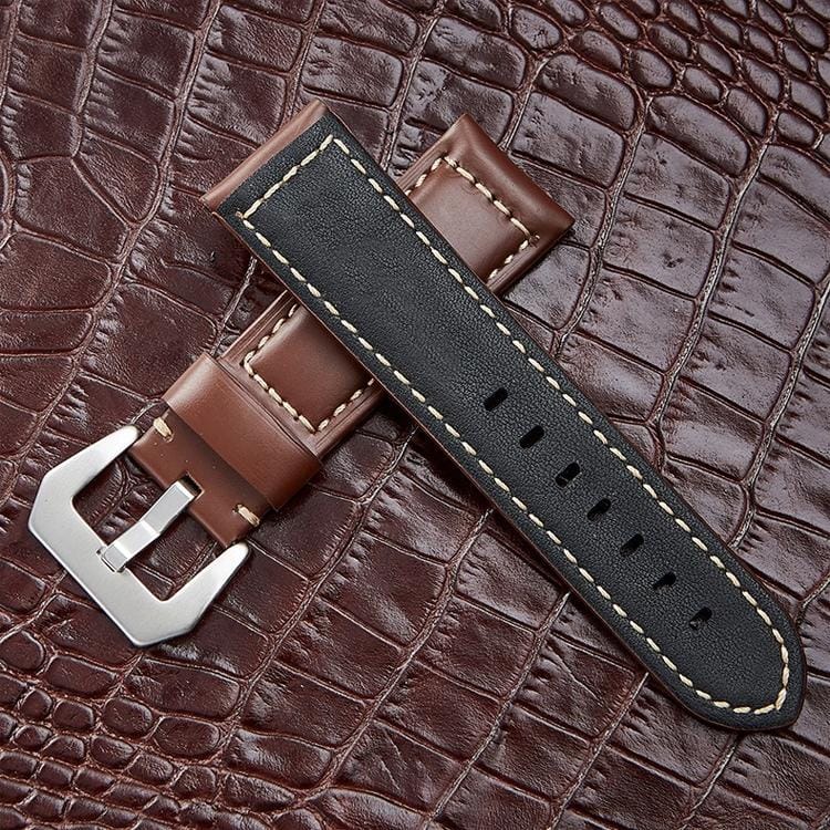 Crazy Horse Layer Frosted Black Buckle Watch Leather Wrist Strap, Size: 26mm (Dark Brown)