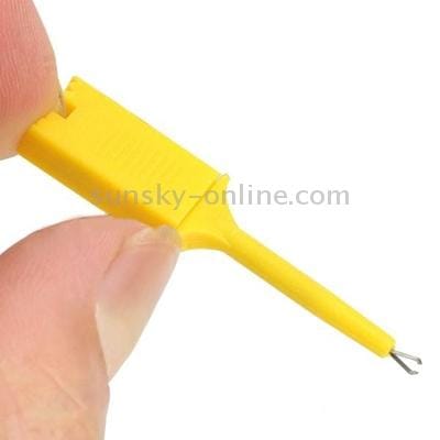 Plastic Flat Multimeter Test Hook Clip Probes for PCB IC (Yellow)